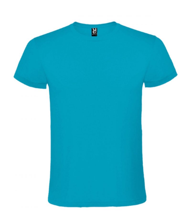 Tricou Atomic de culoare turquoise personalizat cu logo-ul companiei pe partea din fata sau pe verso. Material Tricou Atomic de culoare turquoise personalizat cu logo-ul companiei pe partea din fata sau pe verso. Material