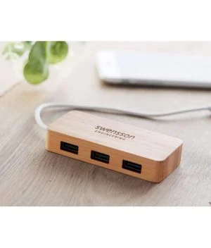 Hub USB personalizat din bambus Niva