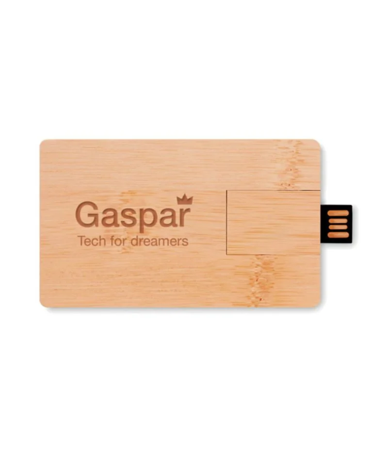 Memorie USB credit card din bambus Memorie USB credit card din bambus