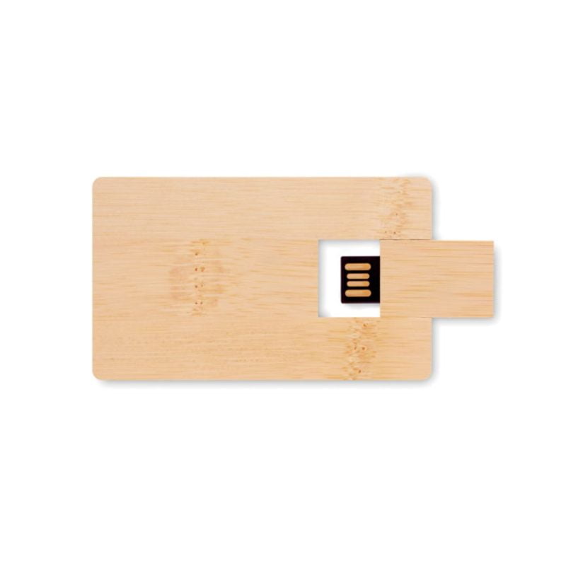 Memorie USB credit card din bambus