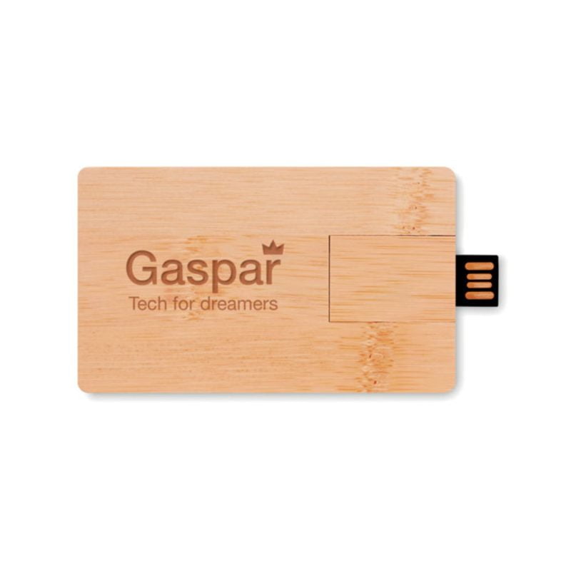 Memorie USB credit card din bambus