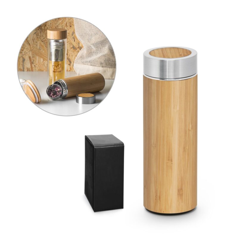 Sticla termica personalizata din bambus Naturel Sticla termica personalizata din bambus Naturel