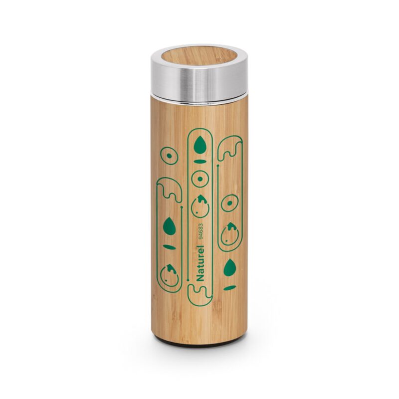 Sticla termica personalizata din bambus Naturel Sticla termica personalizata din bambus Naturel